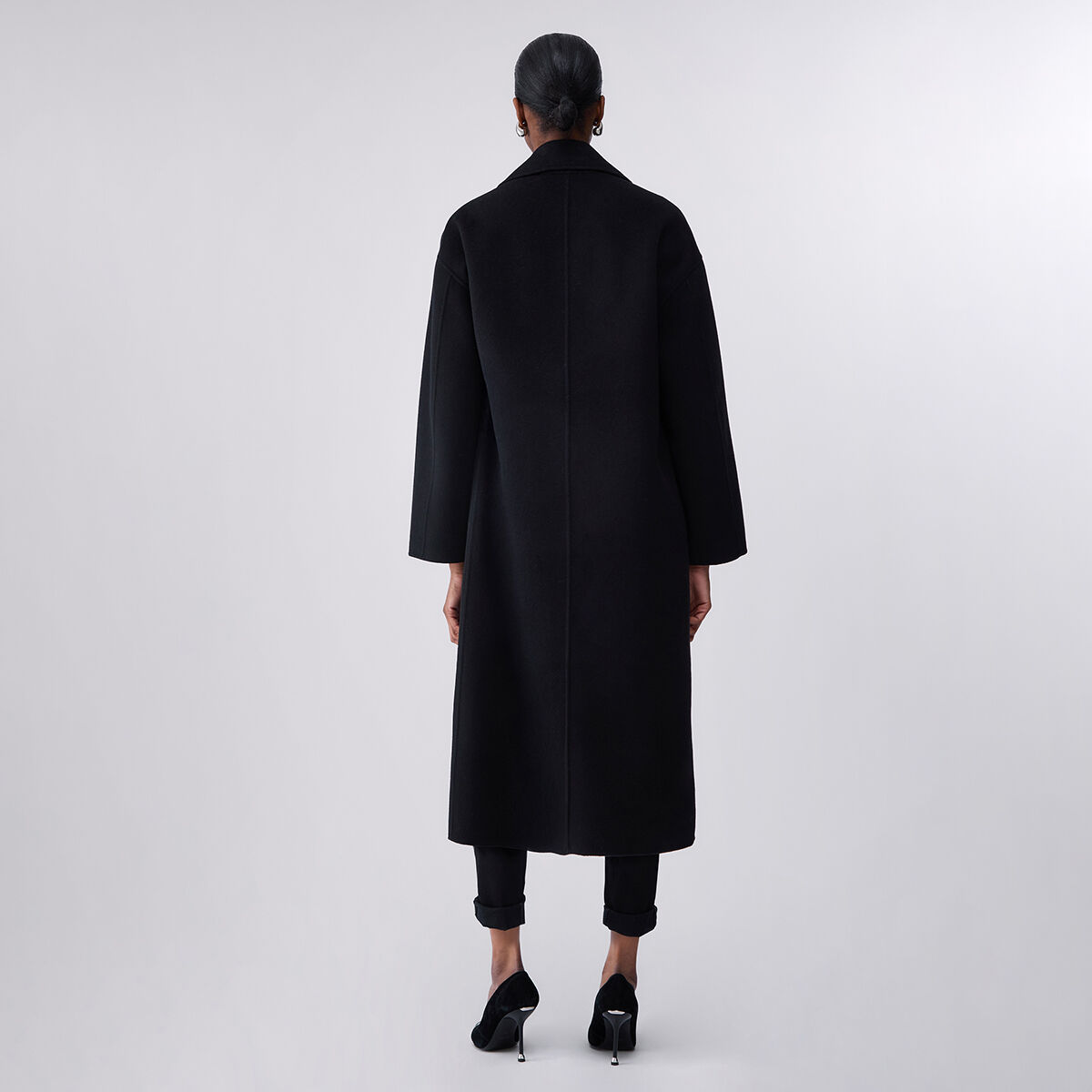 Manteau long oversize en laine noir, LIU JO