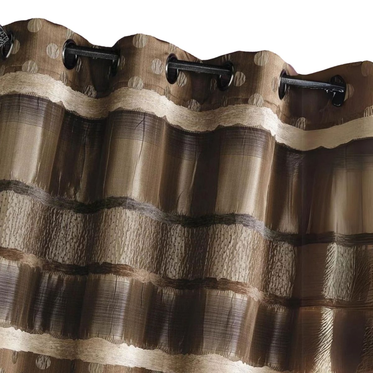Rideau Jacquard Pois et Rayures taupe, HOME MAISON