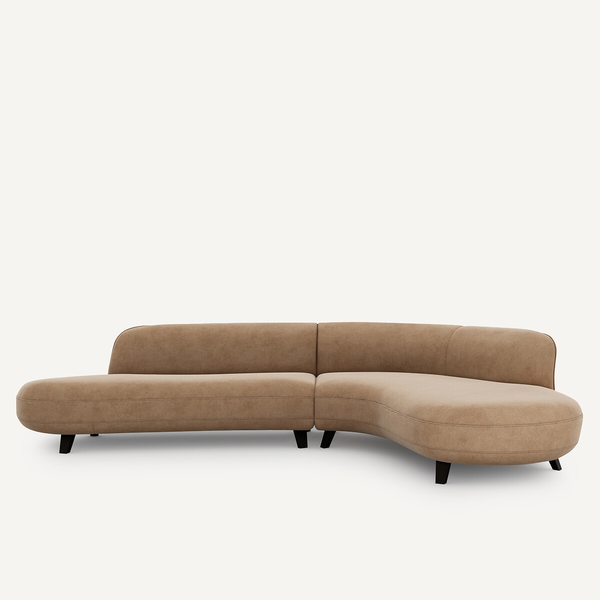 Canapé d’angle en velours stonewashed, ROSEBURY ficelle, AM.PM X EMMANUEL GALLINA
