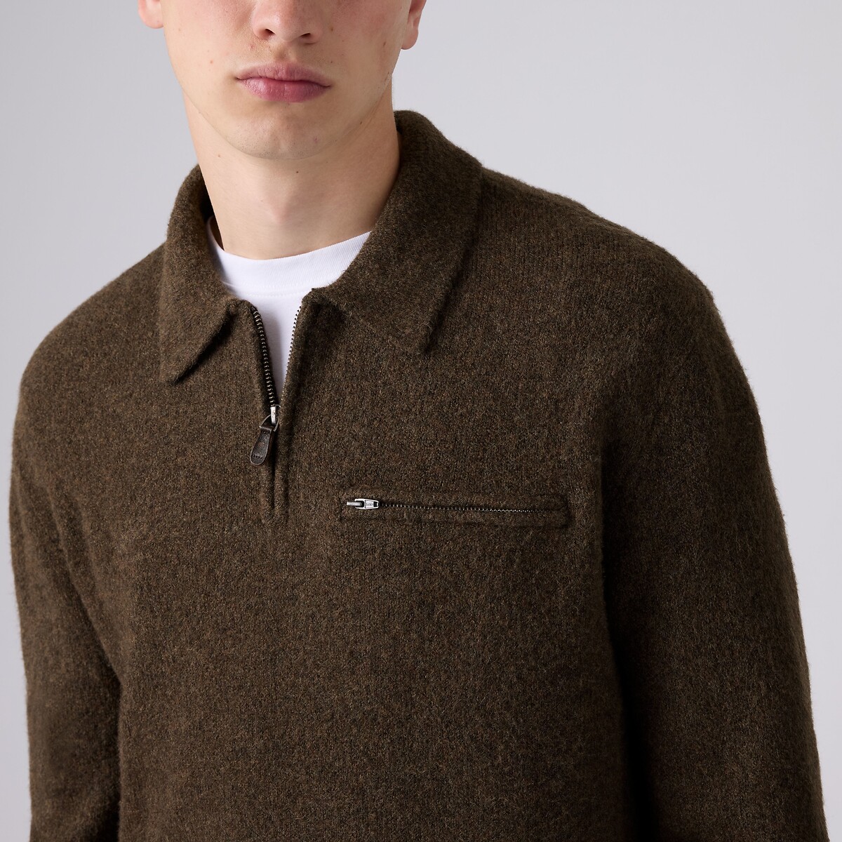 Pull col polo, demi-zippé, BOULDER marron, LEVI'S
