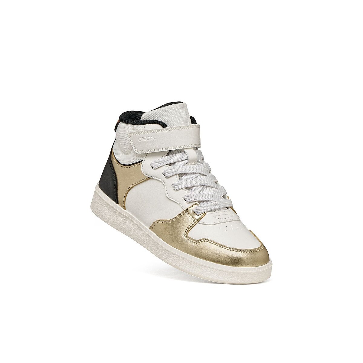 Kids New Emberlix Breathable High Top Trainers white/black/gold-coloured, GEOX