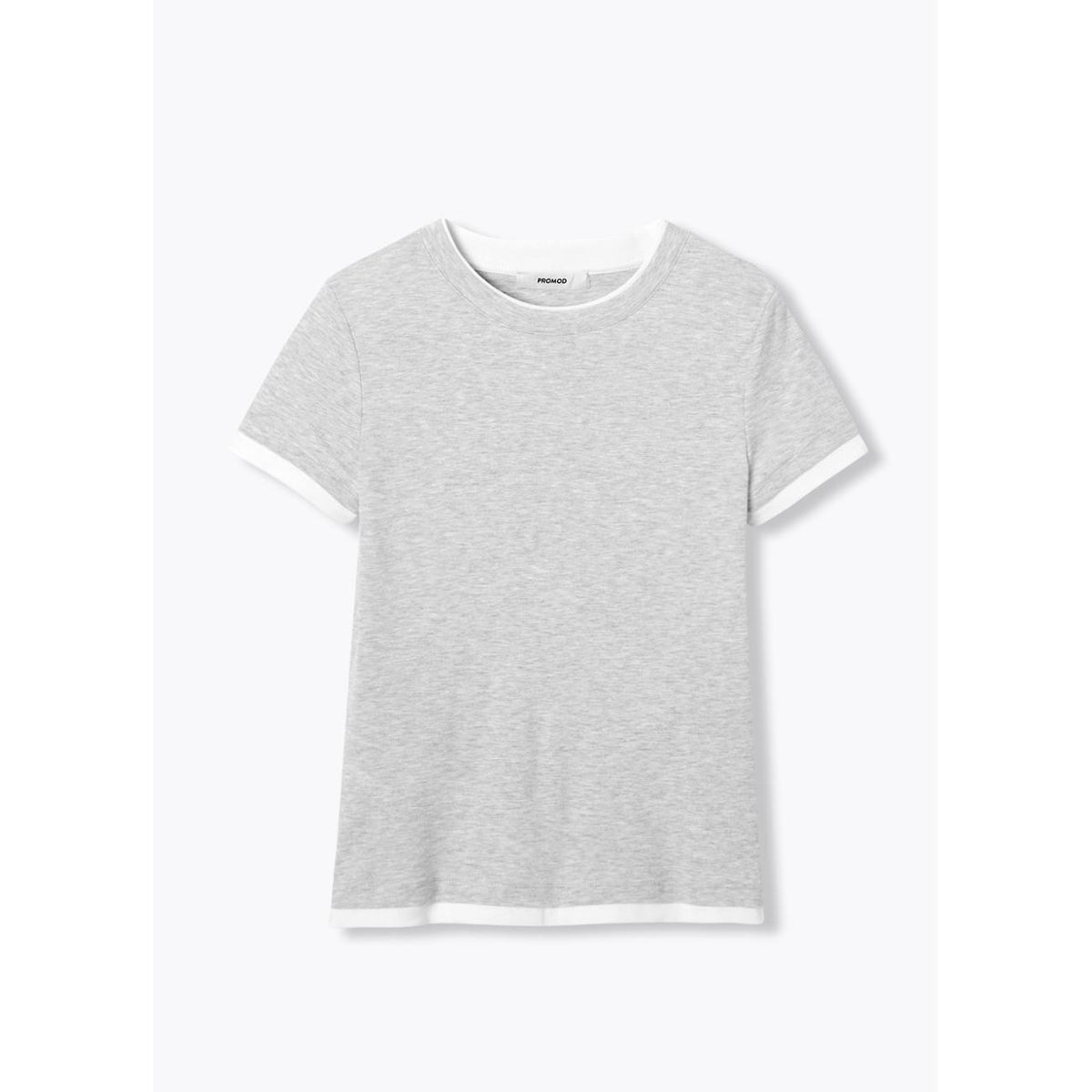 T-shirt slim effet superposé gris clair, PROMOD