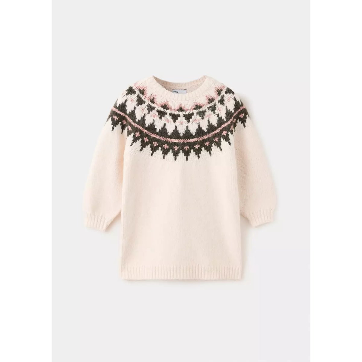 Robe en maille jacquard beige, MANGO BABY