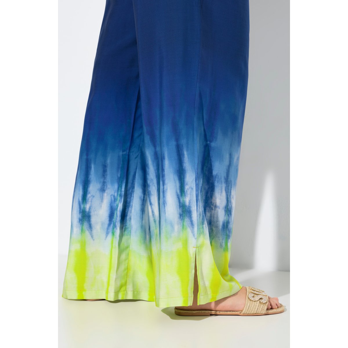 Pantalon palazzo à imprimé Batik bleu asphalte, ULLA POPKEN