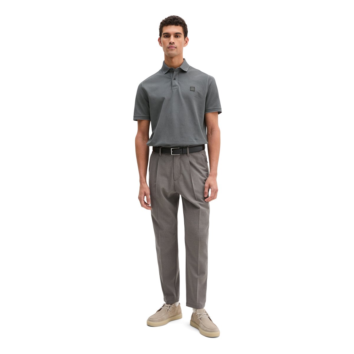 Polo Piqué Garment-dyed régulier en pur coton bio gris, MARC O'POLO