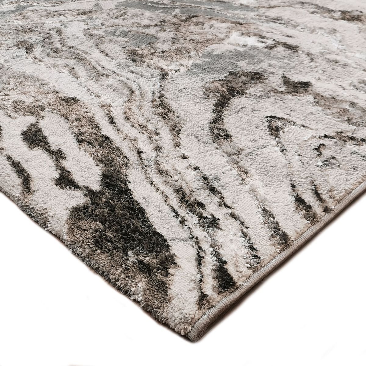 Tapis salon graphique BORGES FLUIDES gris, THE DECO FACTORY