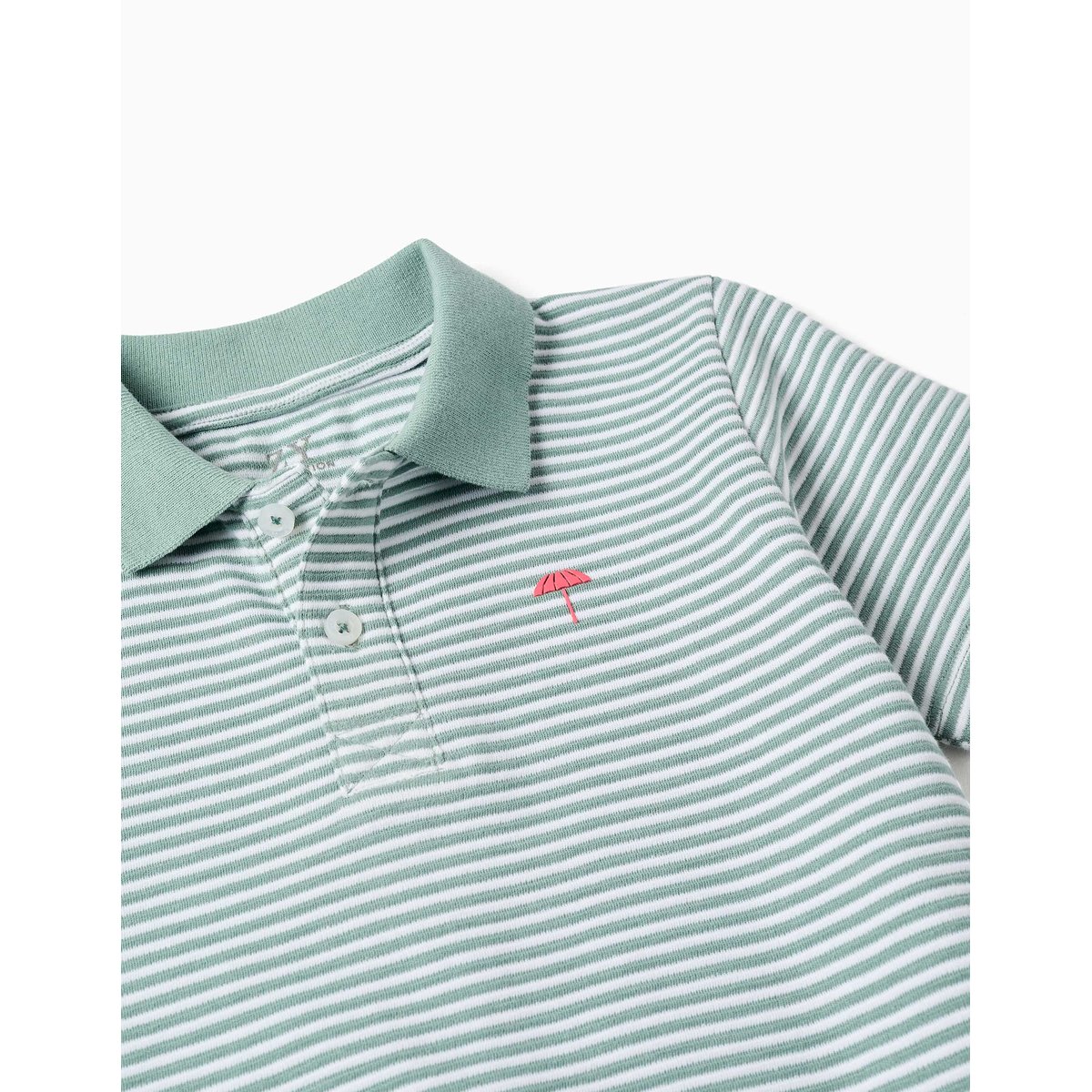 Polo en coton à rayures avec imprimé vert clair, ZIPPY