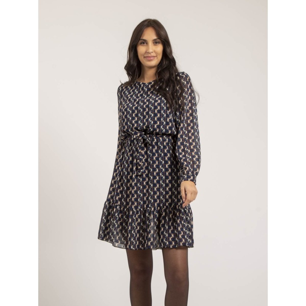Robe Courte Motifs Ipertia bleu marine, DONA LISA