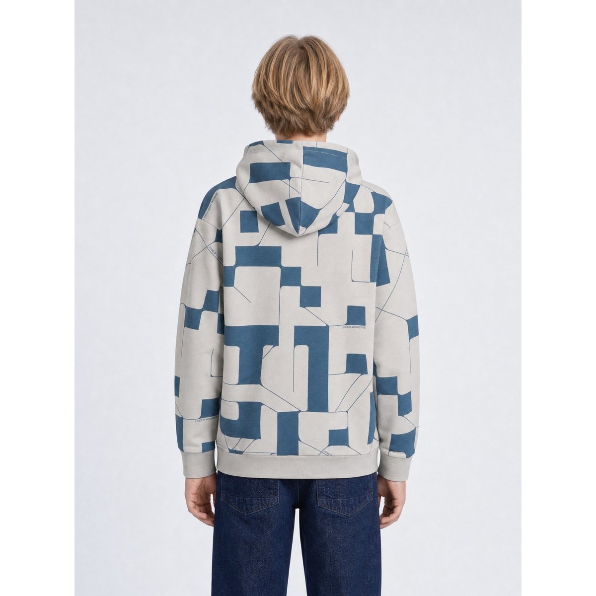 Sweat à capuche à motif géométrique gris noir ice grey, PETROL INDUSTRIES