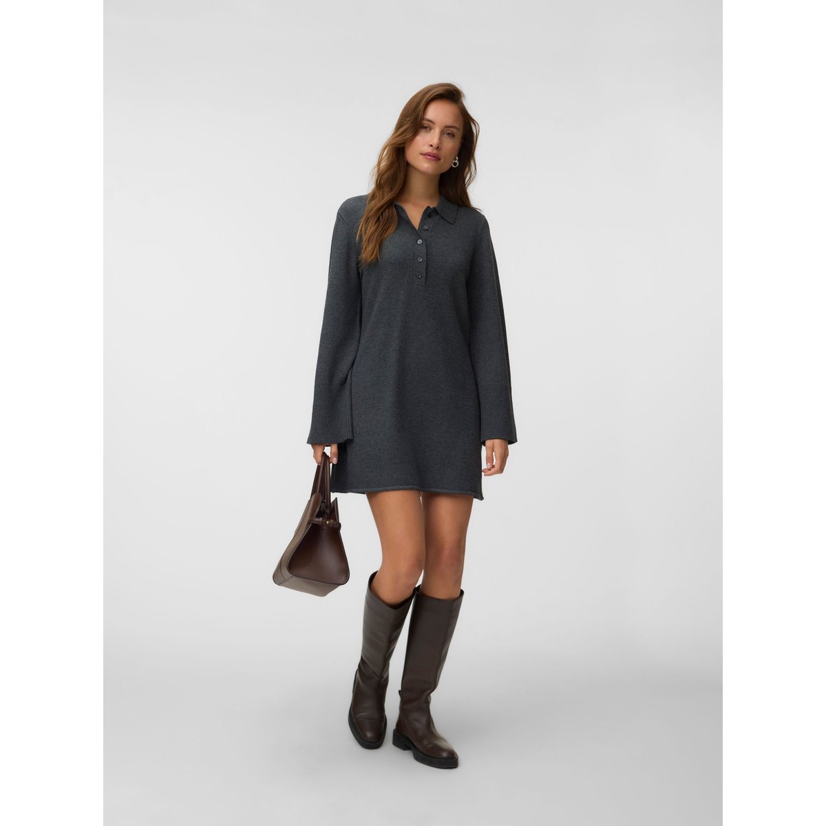 Robe En Maille dark grey melange, VERO MODA