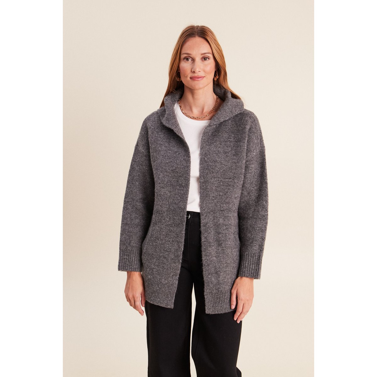 Gilet droit long gris foncé, BREAL