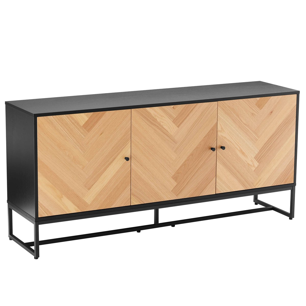 Buffet en panneaux de particules plaqué chêne décor mélaminé FSC, MARCEAU noir / chêne, OVIALA