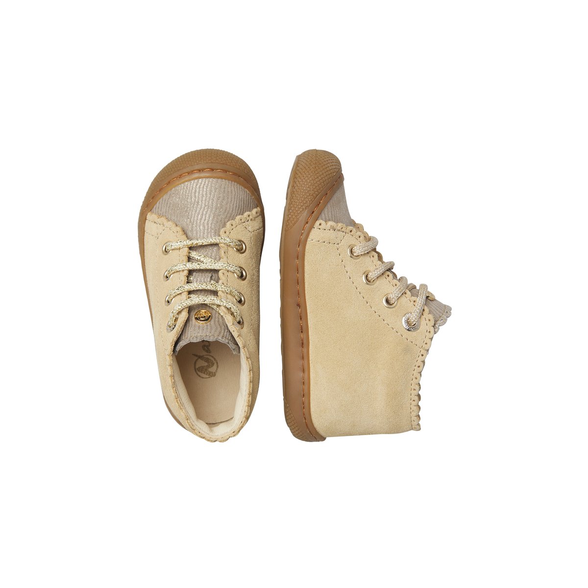 Chaussures premiers pas en suède COTTINS beige-platine, NATURINO