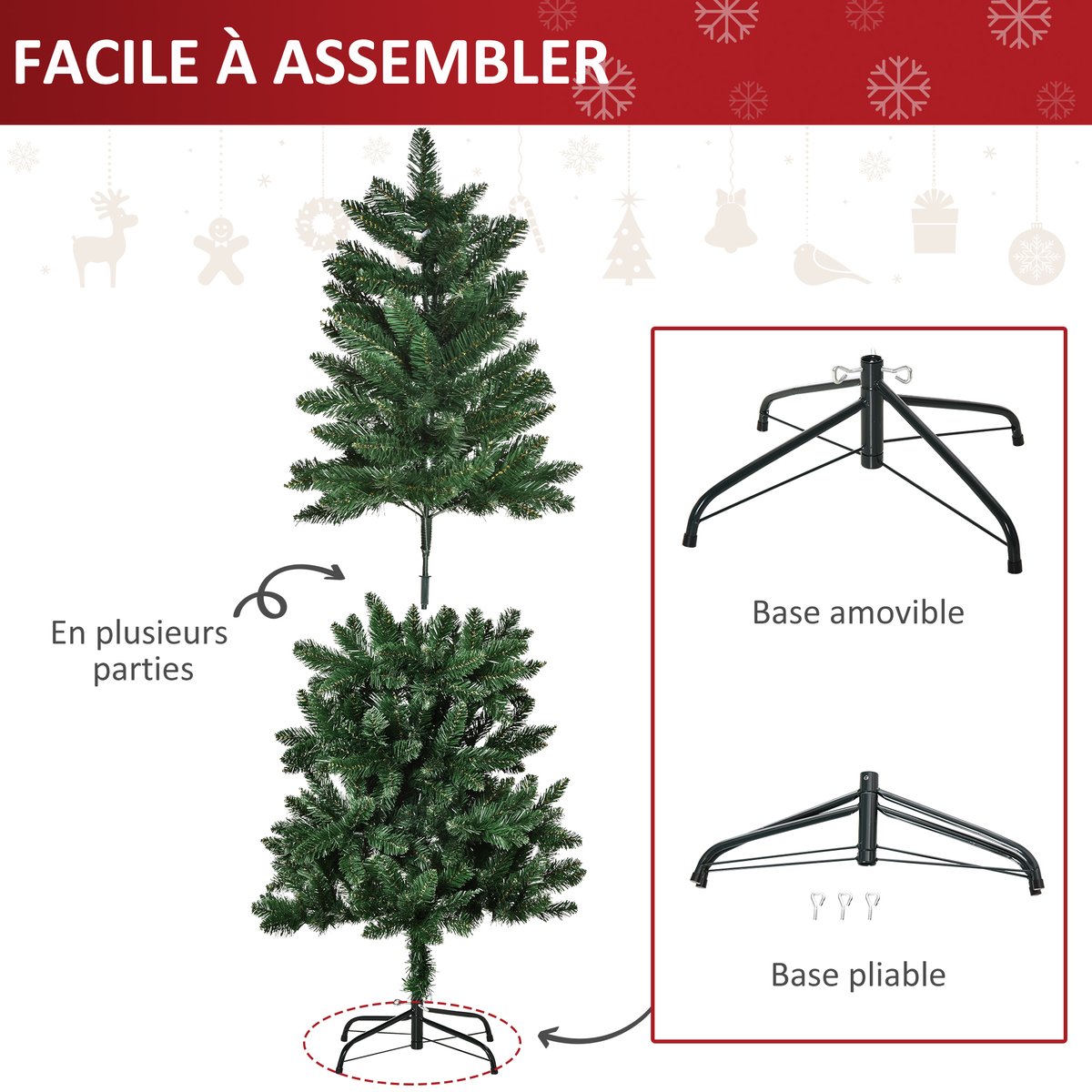 Sapin de Noël PVC Vert vert, HOMCOM