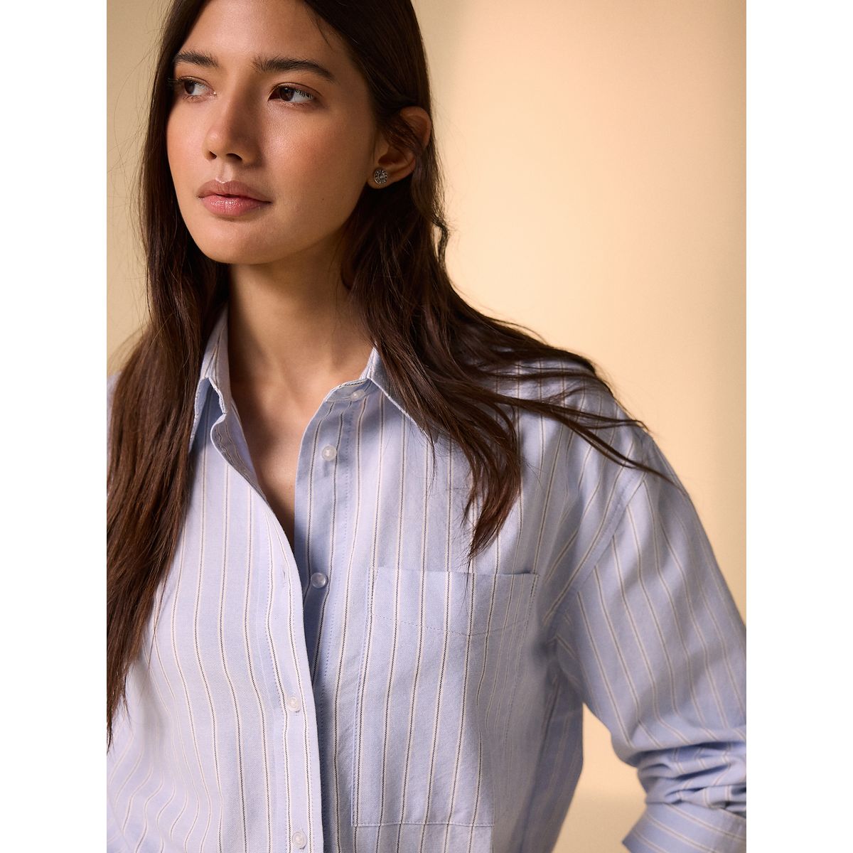 Chemise décontractée manches longues en coton rayé bleu/blanc, NEXT