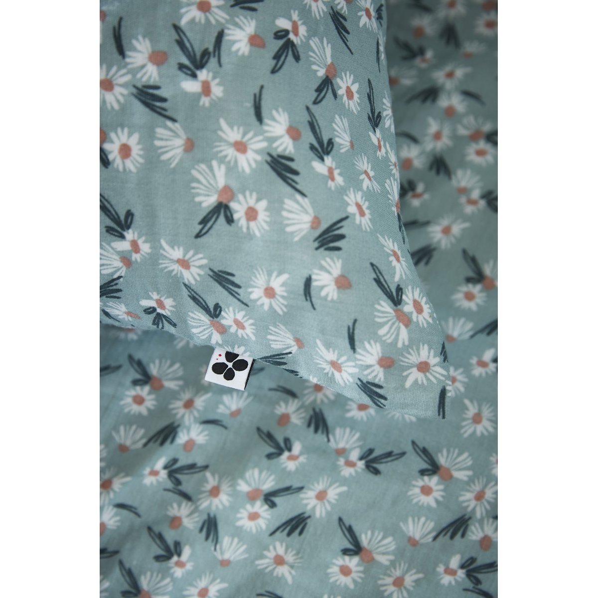 Housse de couette Gaze Coton Marguerite bleu, EDEN