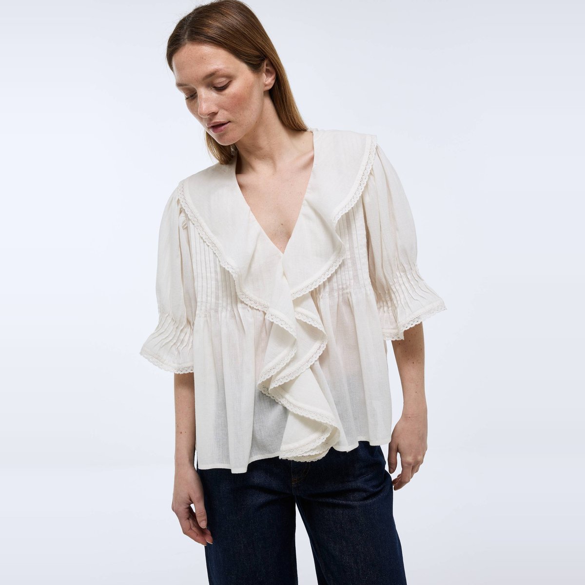 Top uni en coton BIO GOTS blanc, MONOPRIX