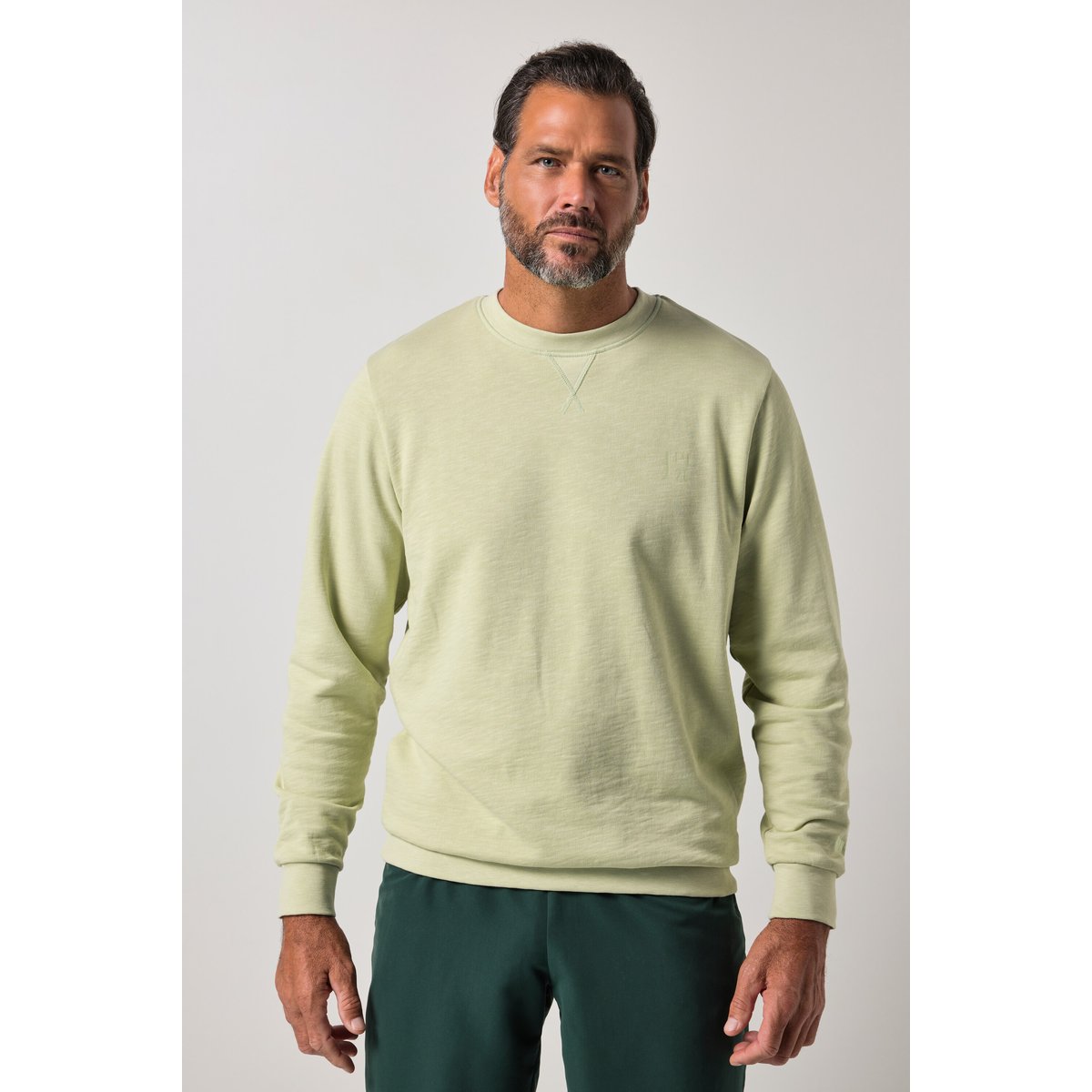 Sweat-shirt en molleton lisse vert agave, JP1880