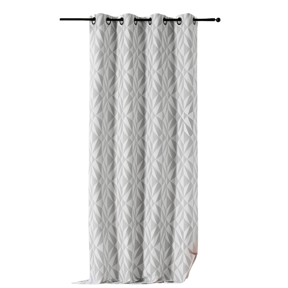 Rideau jacquard géométrique gris clair, LINDER