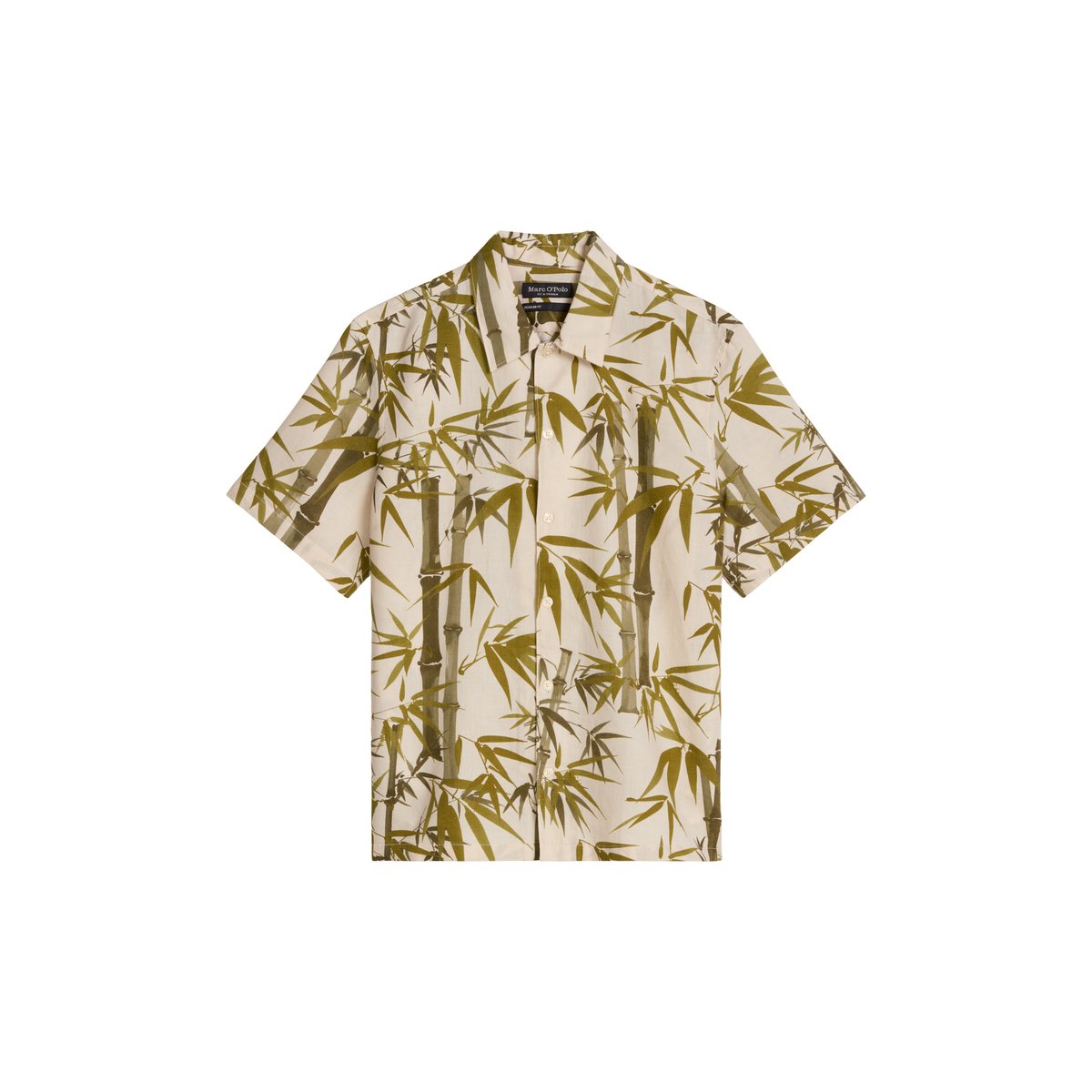 Chemise à manches courtes regular en lin et en coton bio marron, MARC O'POLO