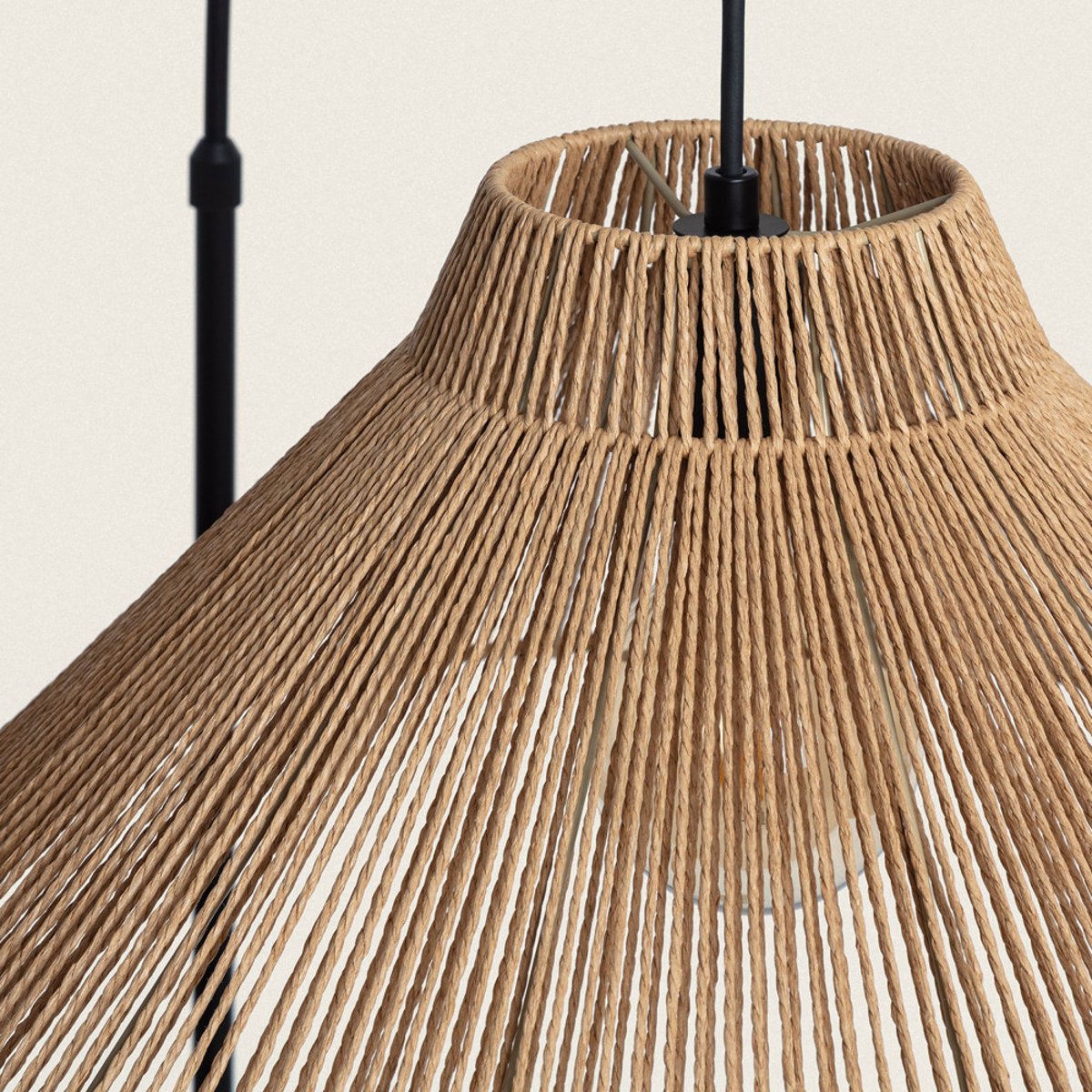 Lampadaire en métal avec abat-jour en corde H155cm- VANO bois clair, DRAWER