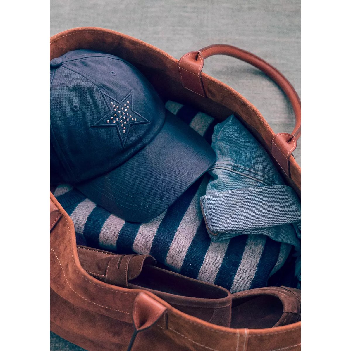 Casquette effet usé à clous bleu nuit, MANGO TEEN