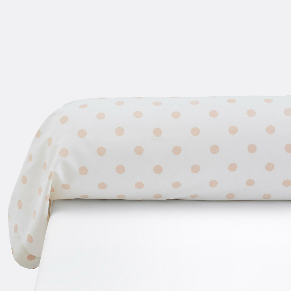 Kussensloop in flanel met stippenprint, Clarisse nude/wit, LA REDOUTE INTERIEURS