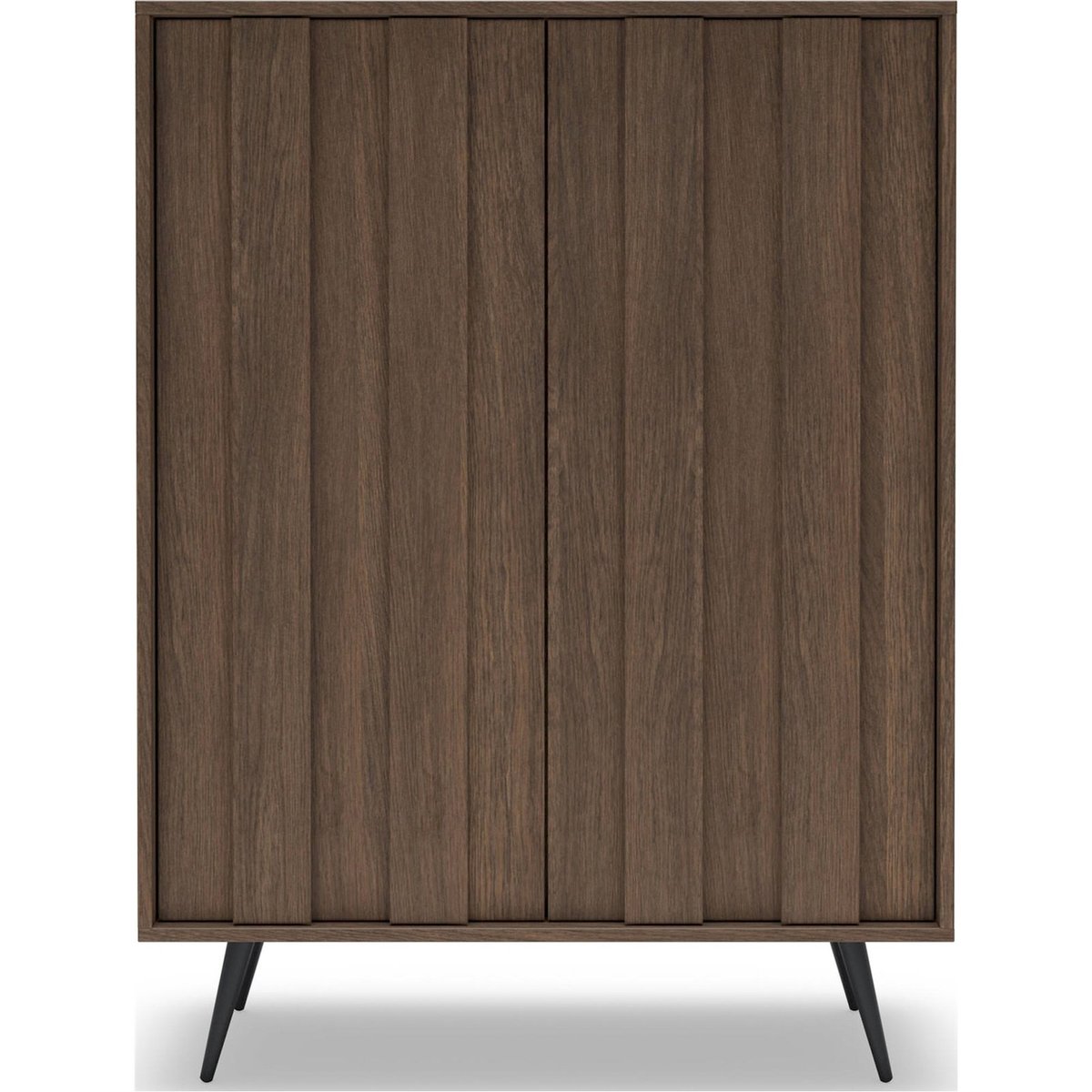 Commode 2 portes avec éclairage LED collection AMA chêne dunin et noir, RECOLLECTION