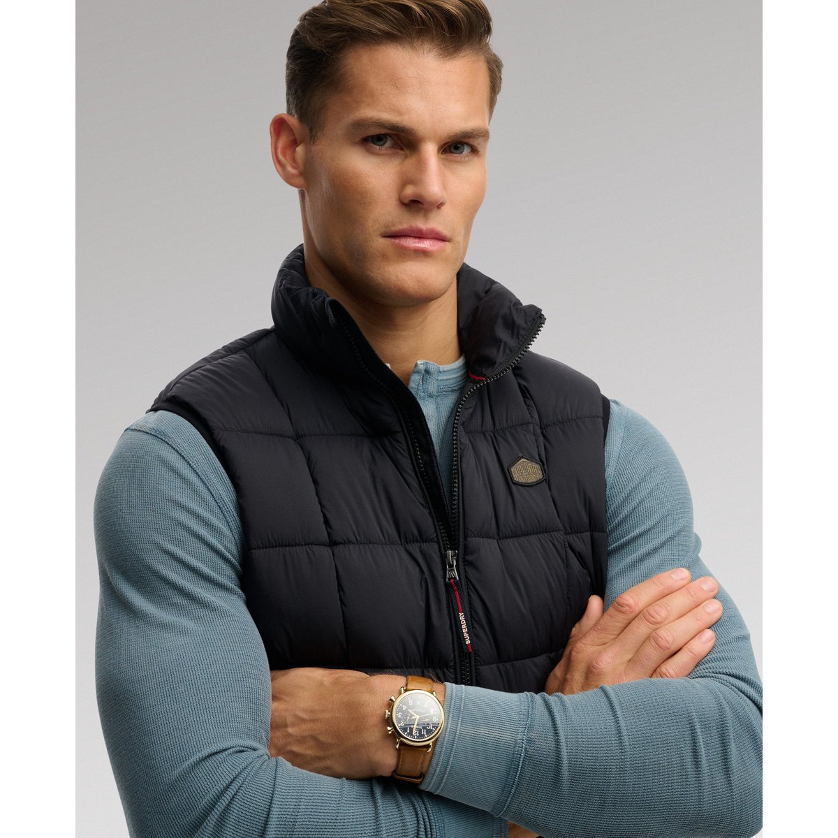 Gilet Fuji Lite Matelassé noir, SUPERDRY