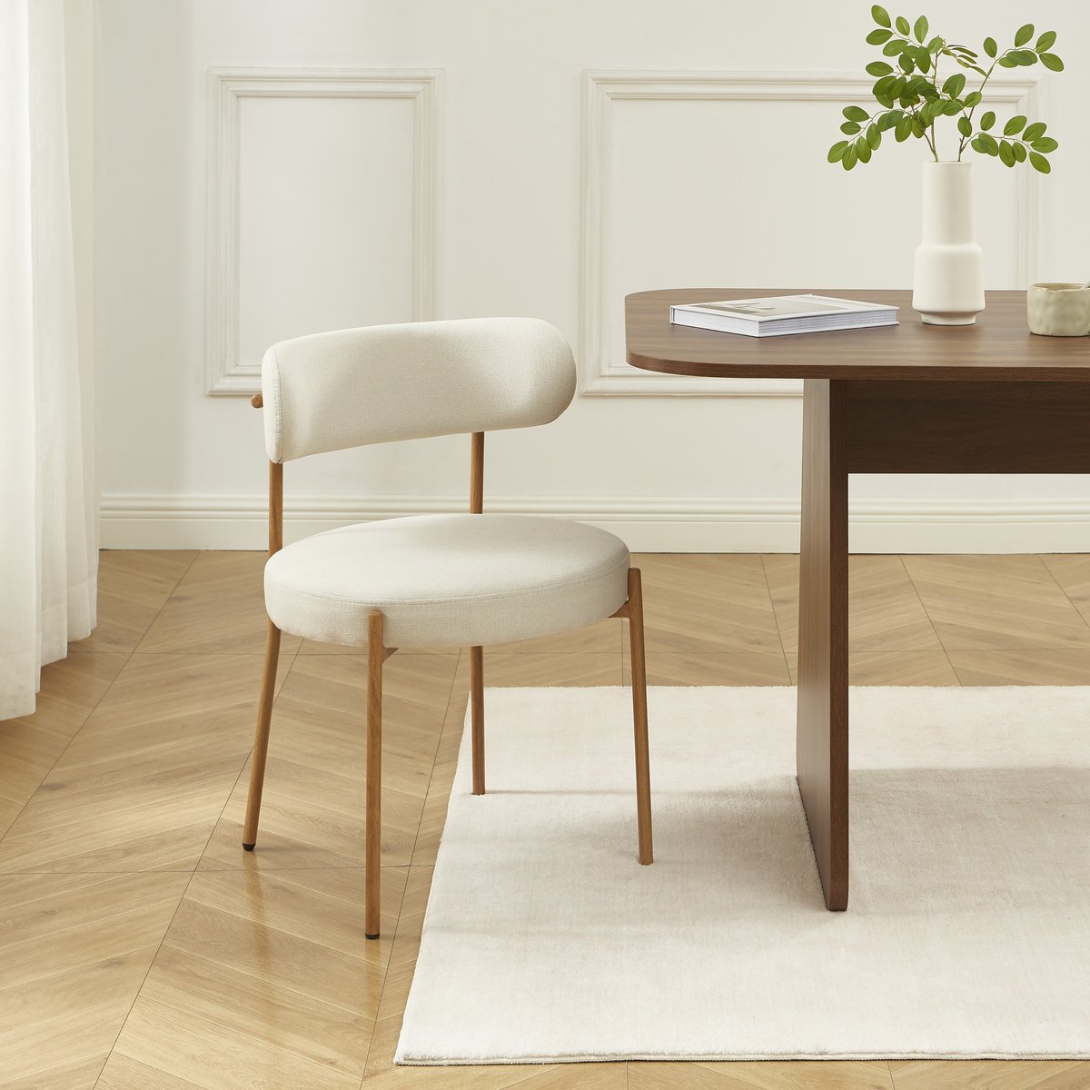 Chaises tissu pieds métal (lot de 2) NOA beige, BAÏTA