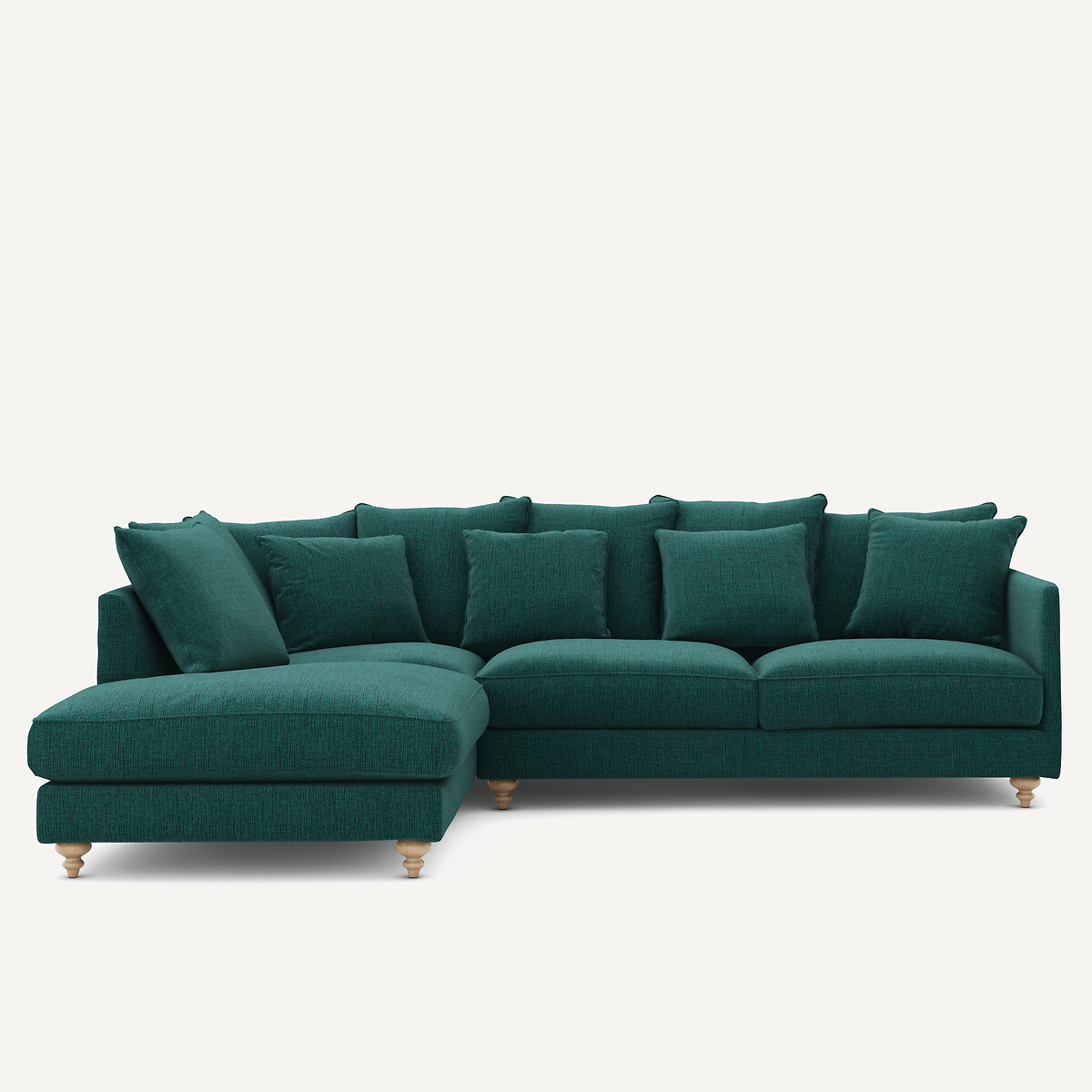 Canapé d'angle convertible, en toile jaspée, LAZARE vert de minuit, AM.PM