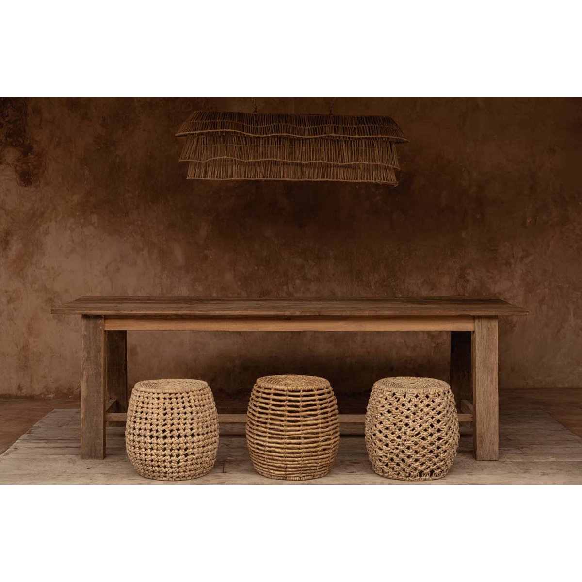 Tabouret en feuille de bananier ZARKAH beige, BAZAR BIZAR