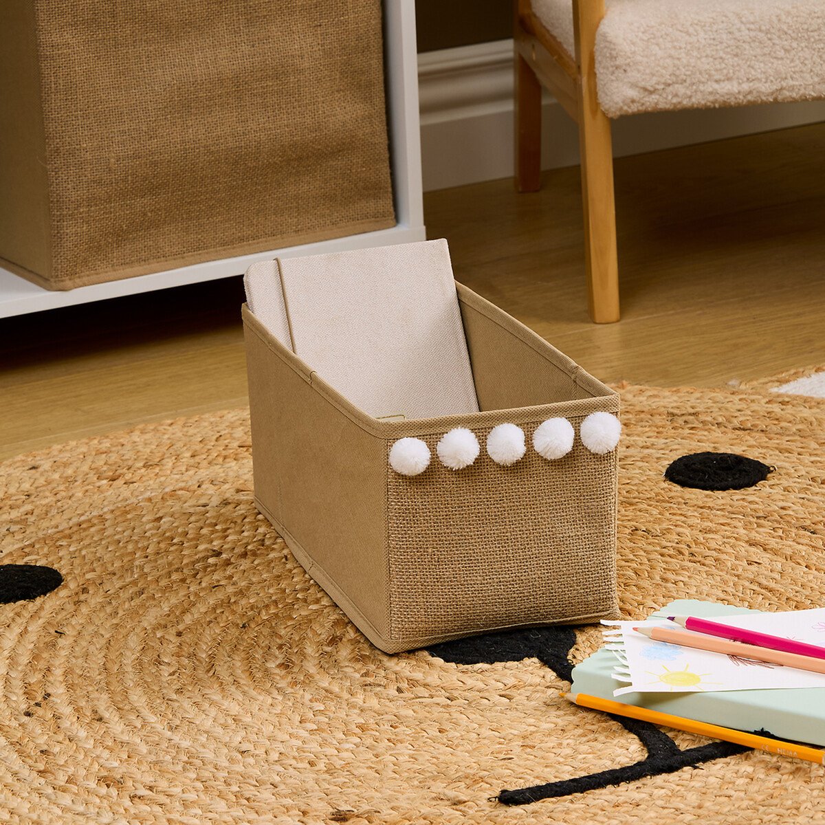 Boîte de rangement pliable pour enfant YUKI beige, ATMOSPHERA FOR KIDS