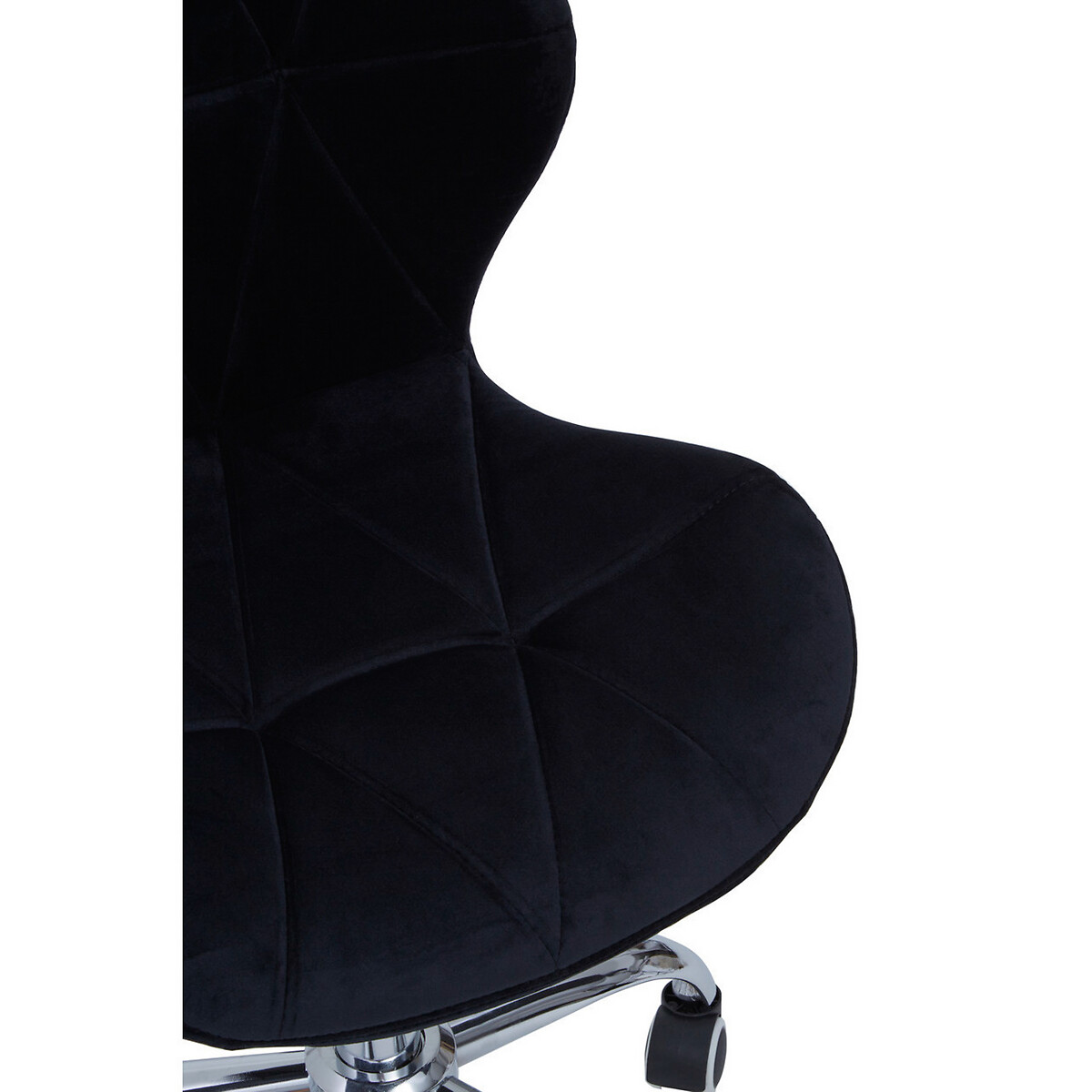 Velvet Quilted Office Chair with Chrome Base black, SO'HOME