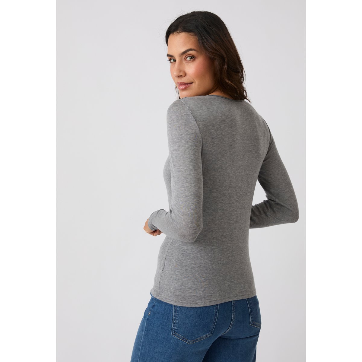 T-shirt Thermolactyl Sensitive manches longues col rond gris chiné foncé, DAMART