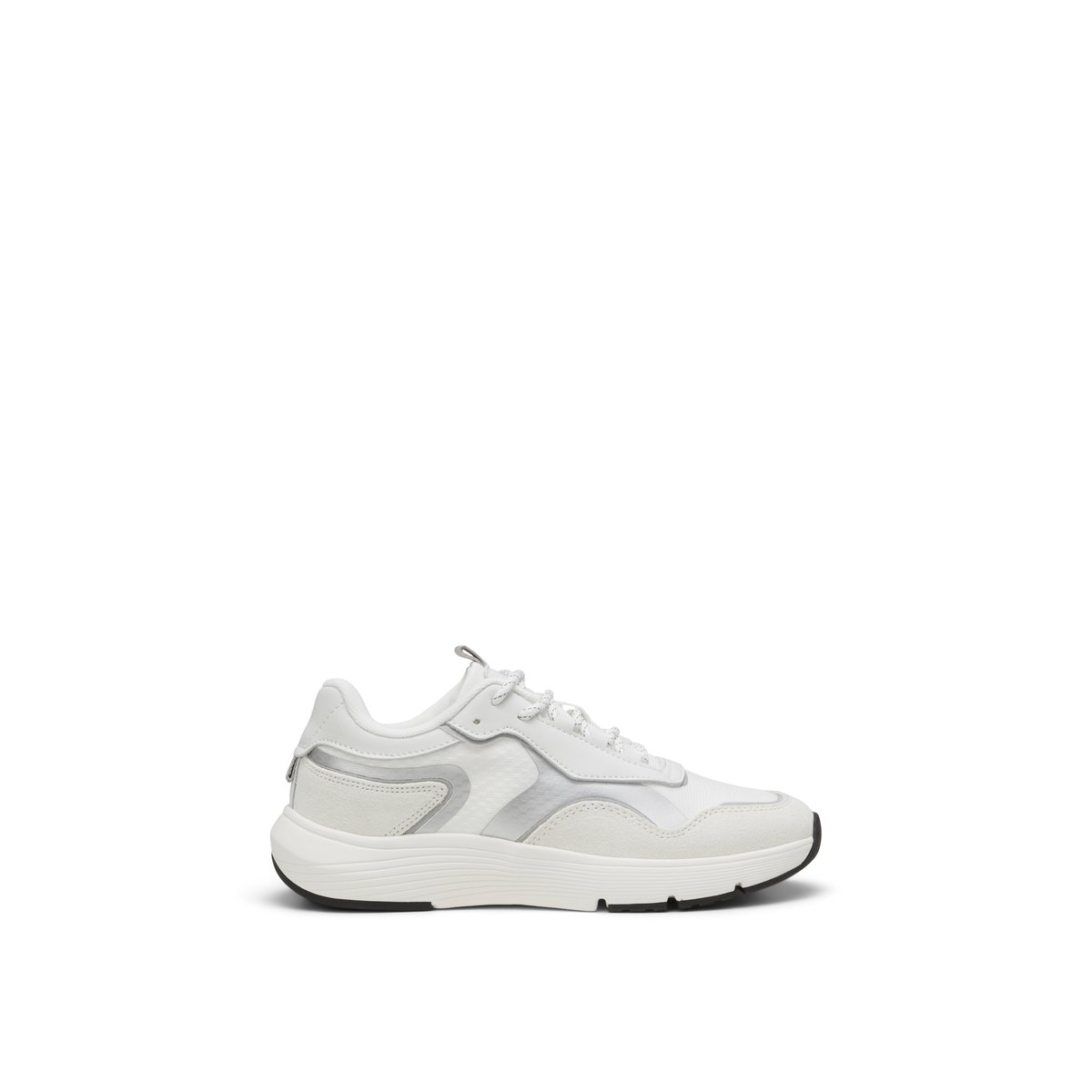 Baskets en cuir de vache et mesh blanc, MARC O'POLO