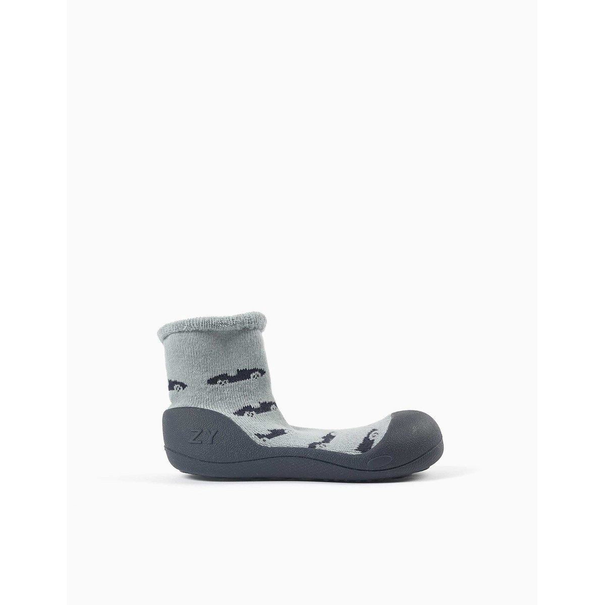 Chaussettes-chaussons avec motif voiture et semelle antidérapante vert clair, ZIPPY