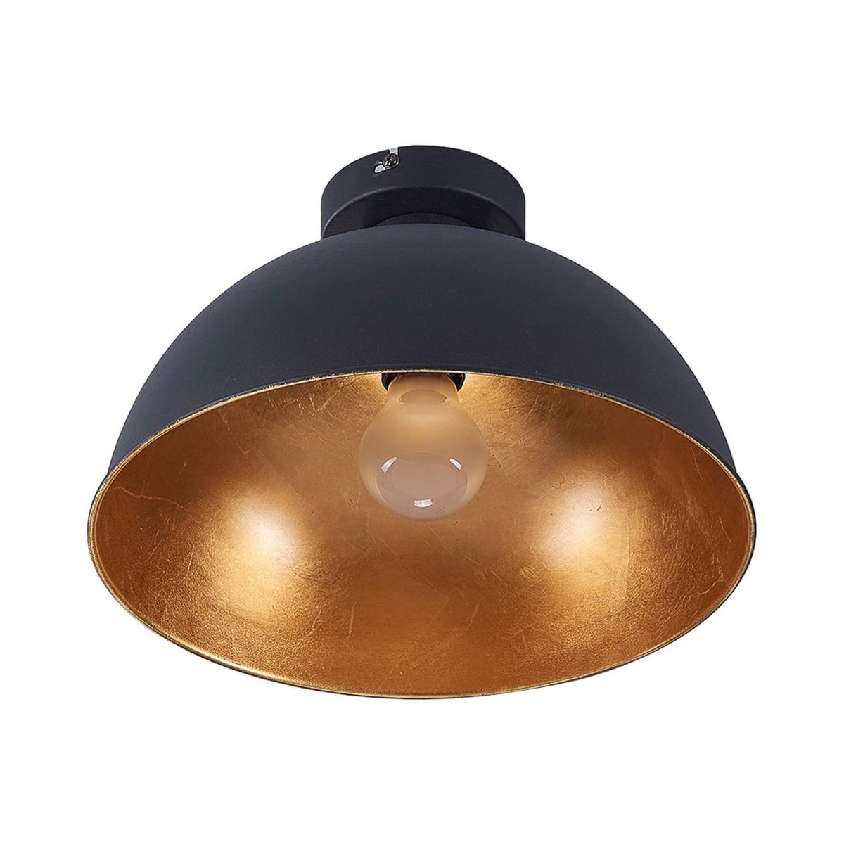 Plafonnier en métal moderne, Lya noir, or mat, LINDBY