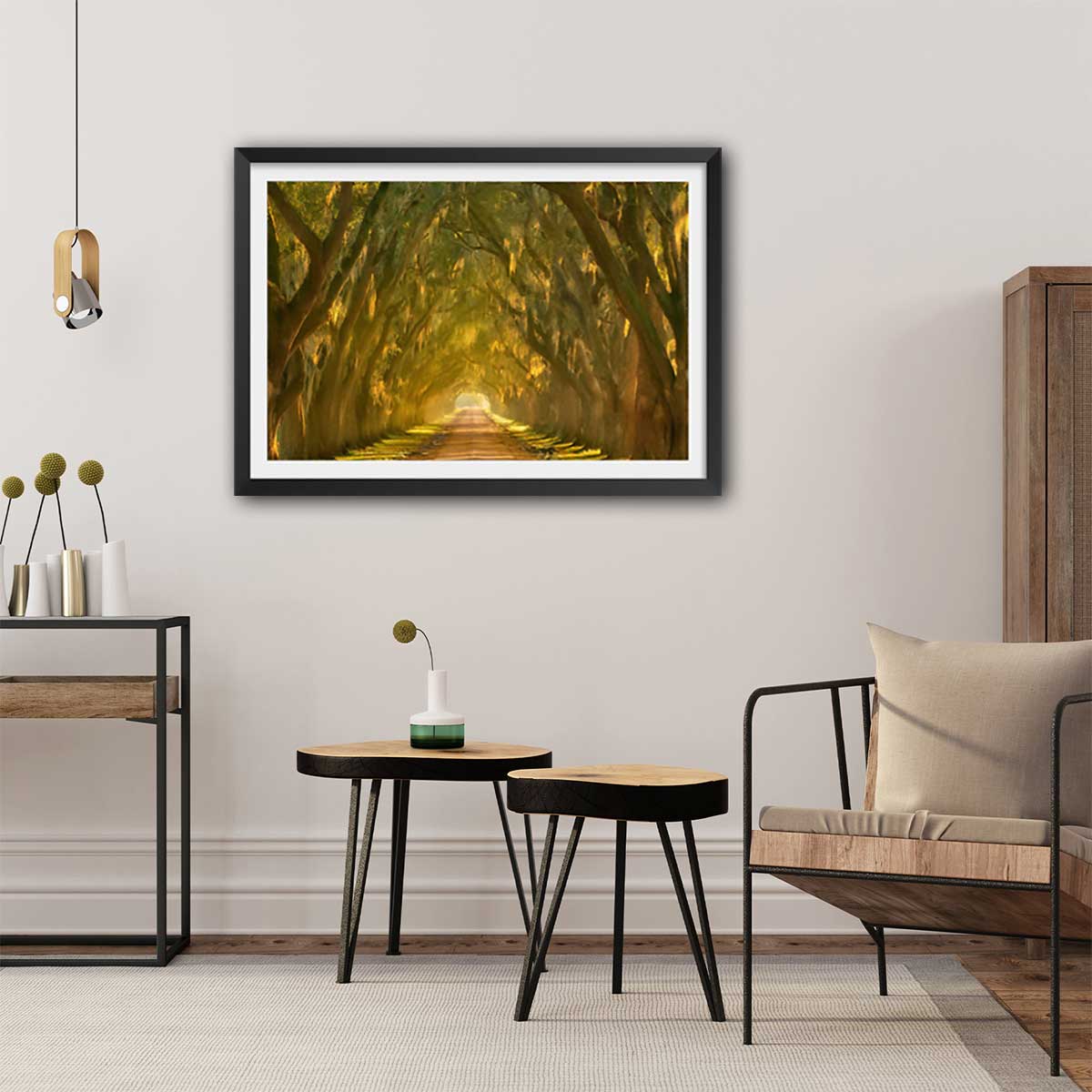 Affiche ""Allee enchanteresse"" affiche + cadre en bois - noir, HEXOA