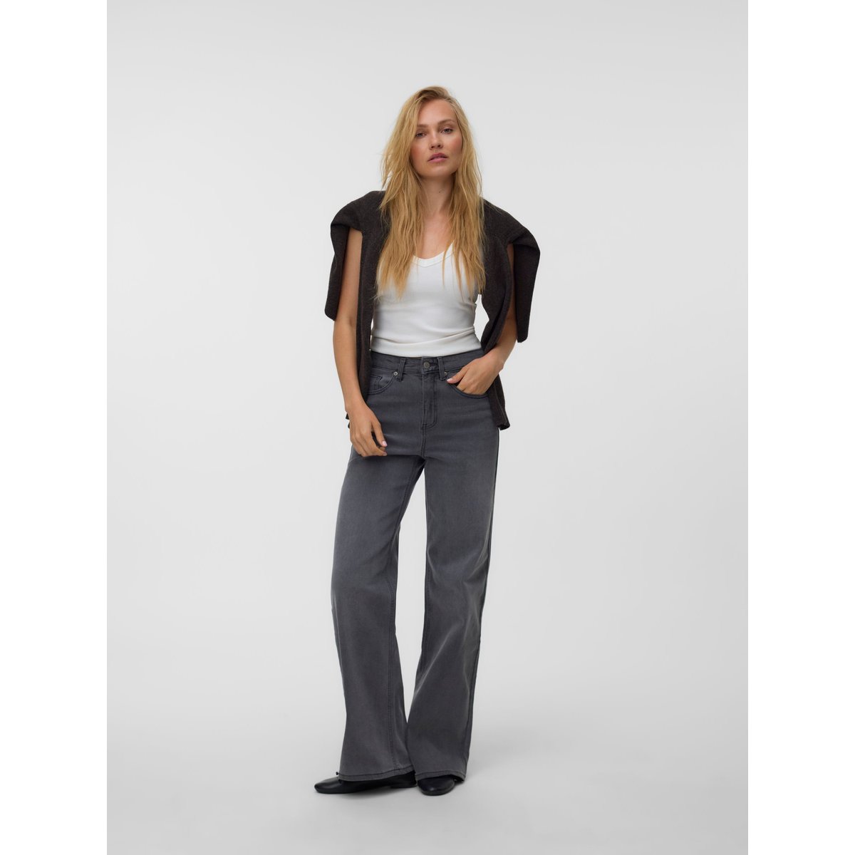 Jean À Coupe Large medium grey denim, VERO MODA