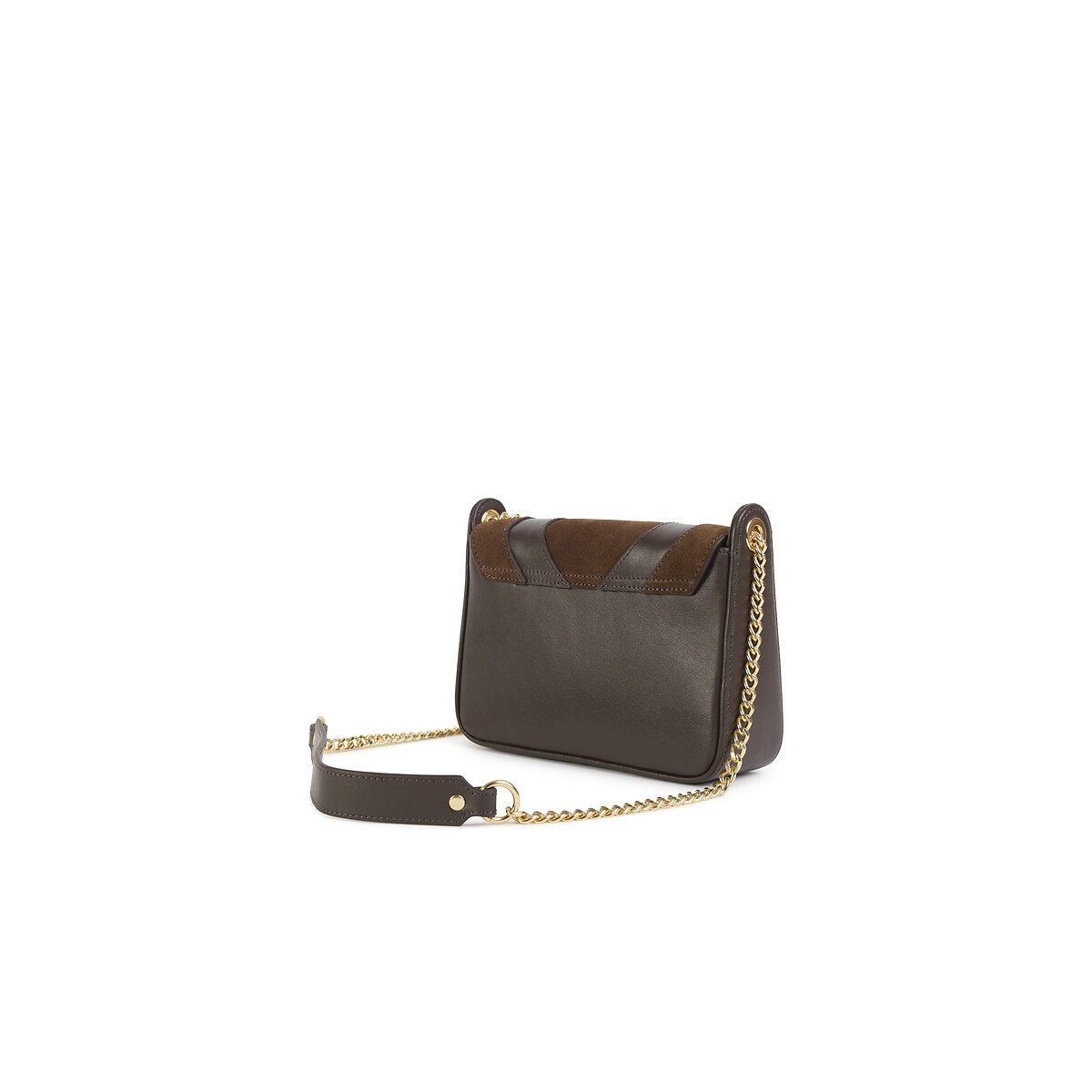 Bolso con solapa en piel lisa y ante CAPRI ébano, NAT & NIN
