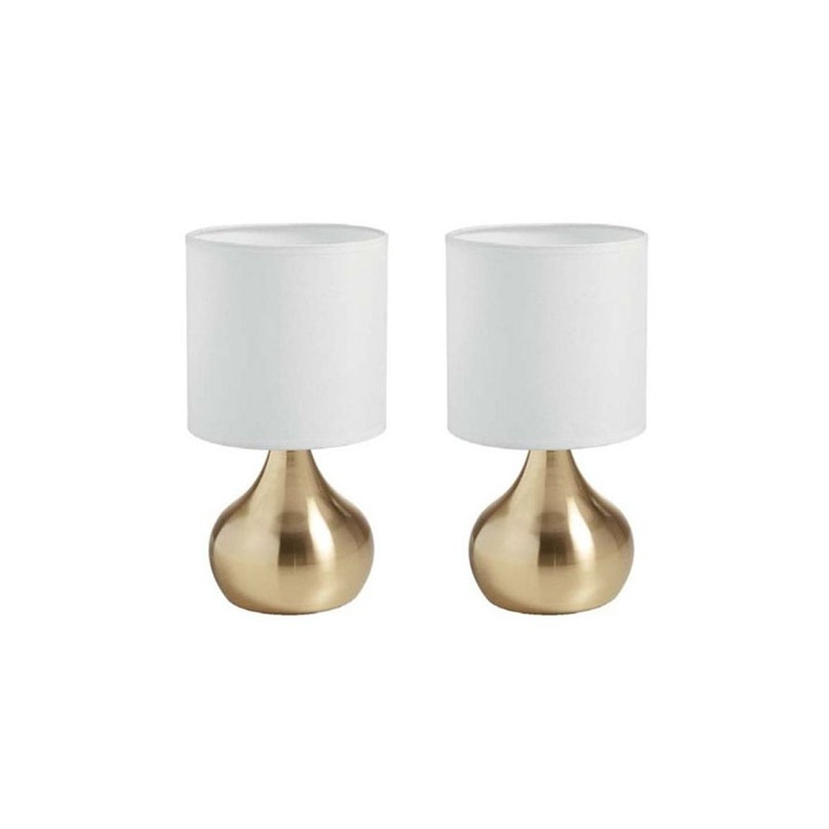 2 Lampes De Chevet Tactile Ida doré Abat-jour Blanc doré, MILLUMINE