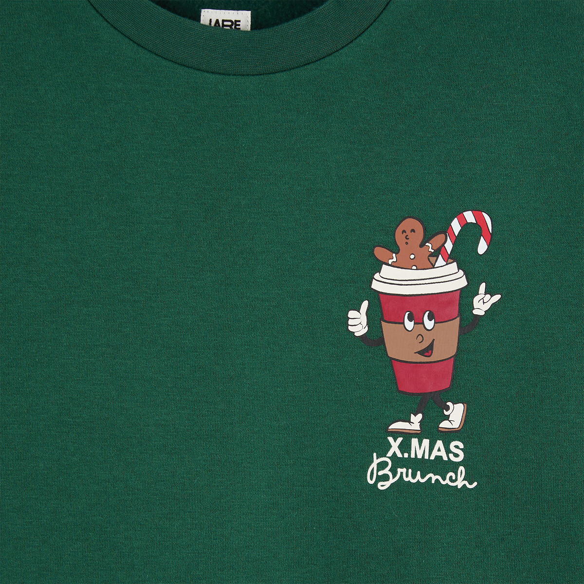 Pigiama composto da felpa con motivo con tazza e pantaloni a quadri in flanella verde/rosso, LA REDOUTE COLLECTIONS