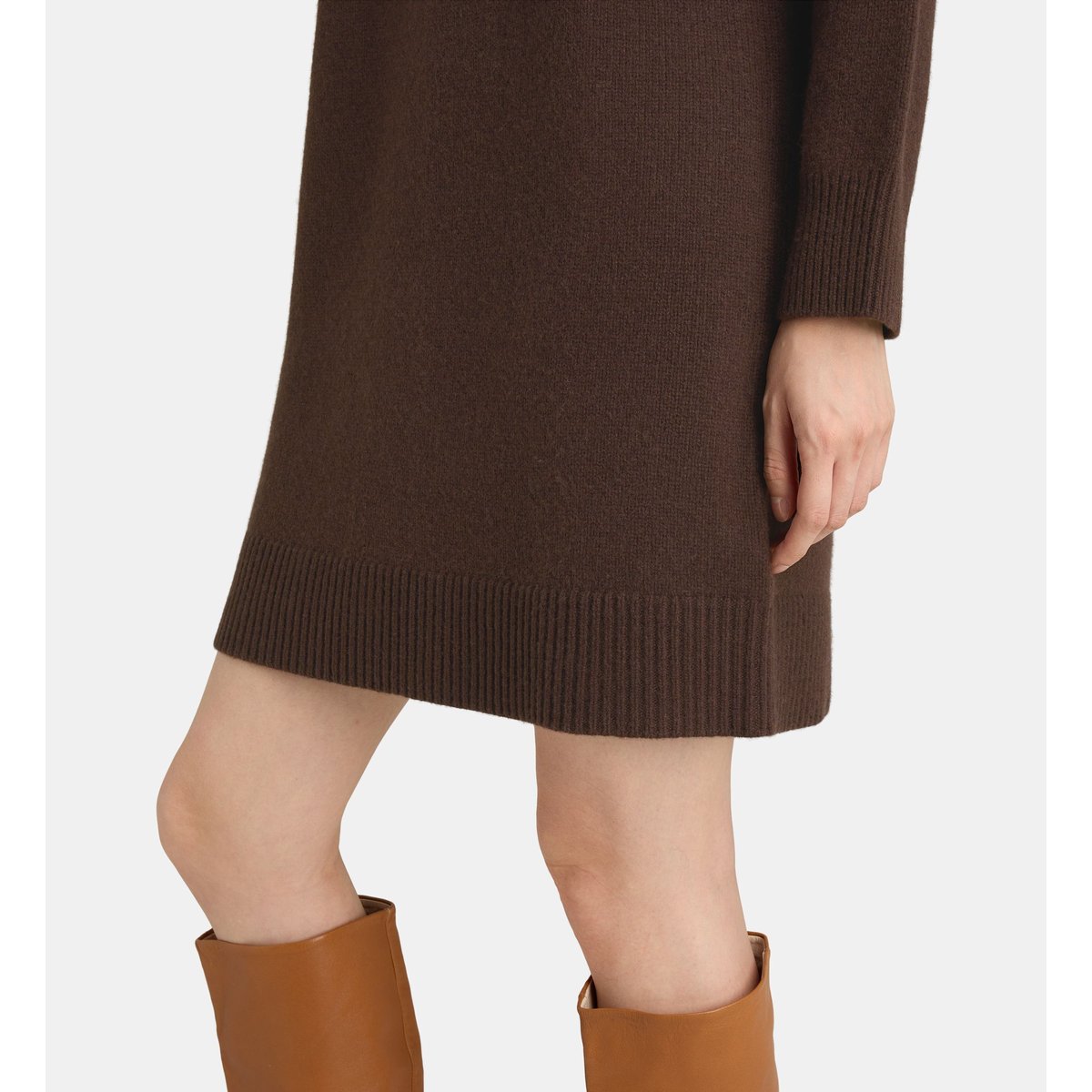 Robe pull courte droite oprince laine marron chocolat, JODHPUR