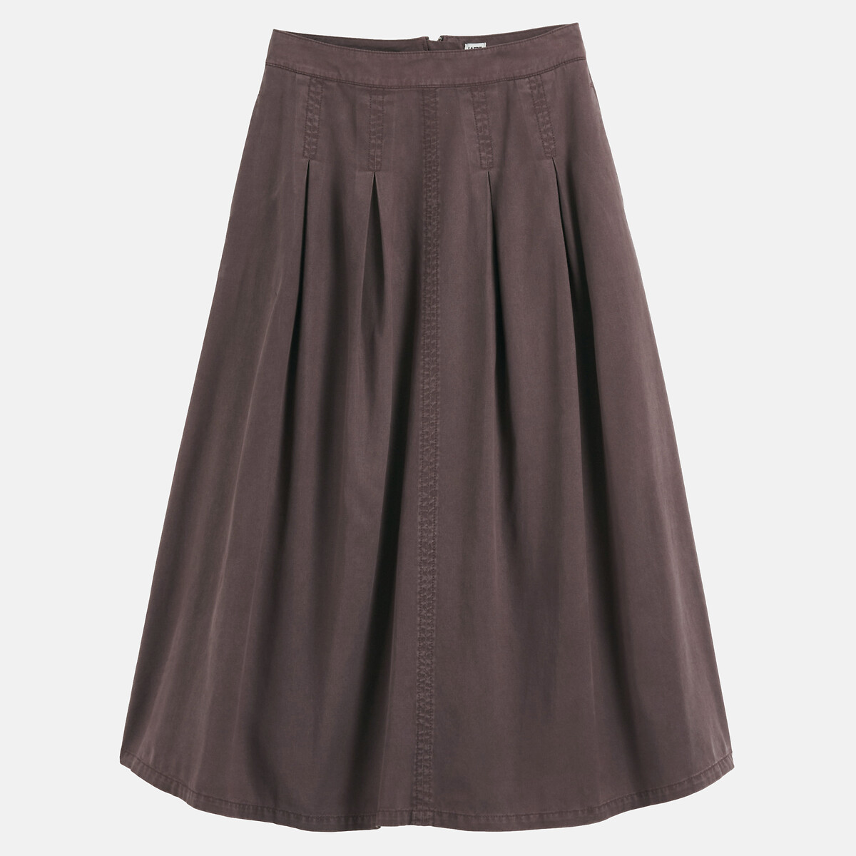 Langer, ausgestellter Rock aus Lyocell und Baumwolle braun, LA REDOUTE COLLECTIONS