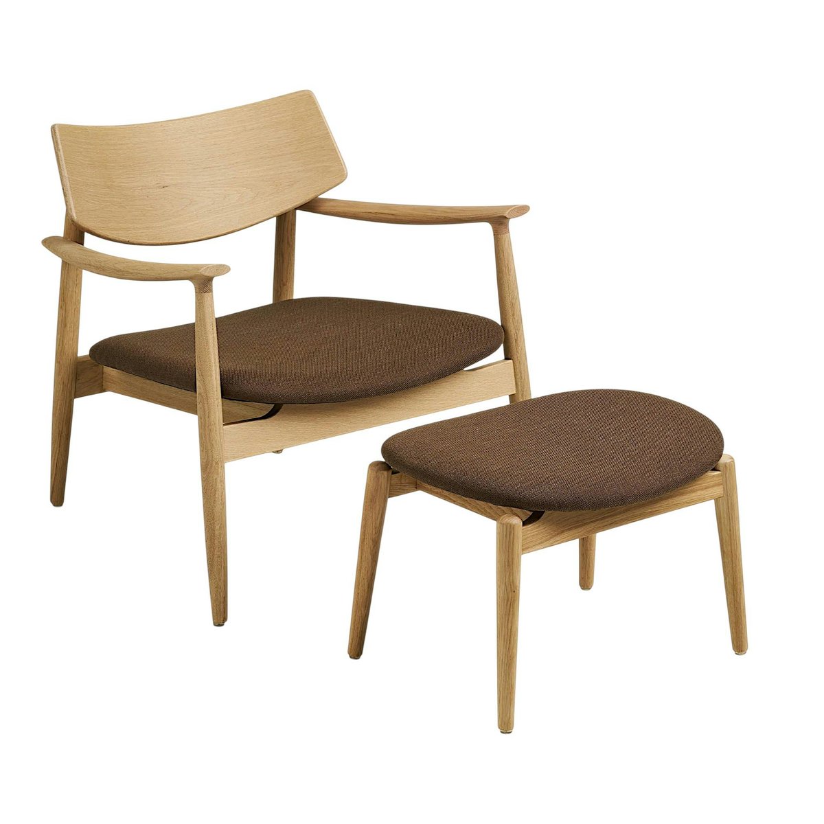 Fauteuil design scandinave chêne clair avec repose-pieds ROTTERDAM marron, PIER IMPORT
