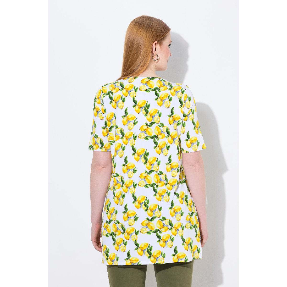 T-shirt au tombé fluide. Motif blanc neige, ULLA POPKEN