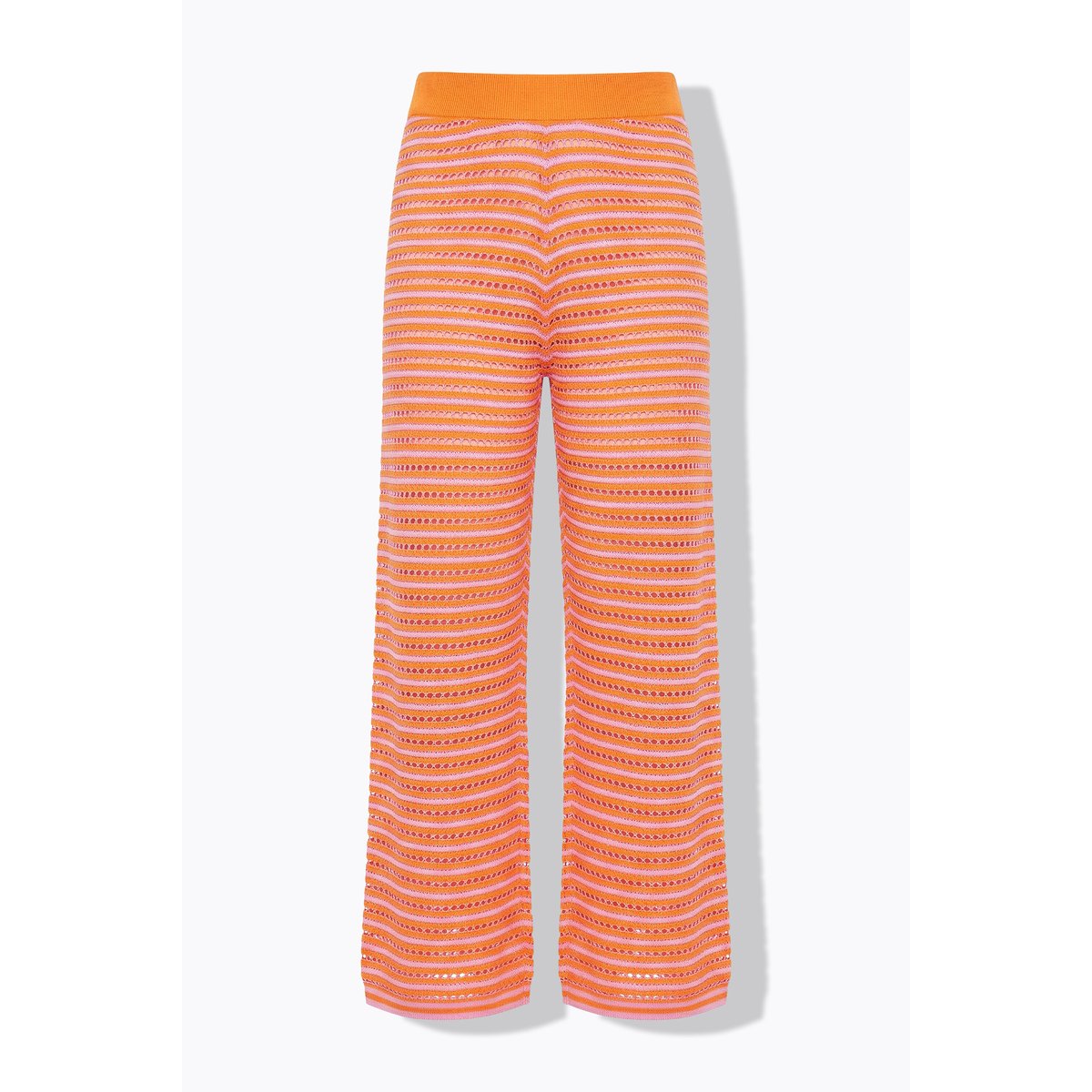 Pantalon jambes larges, rayures et texture rose pâle, STUDIO UNTOLD
