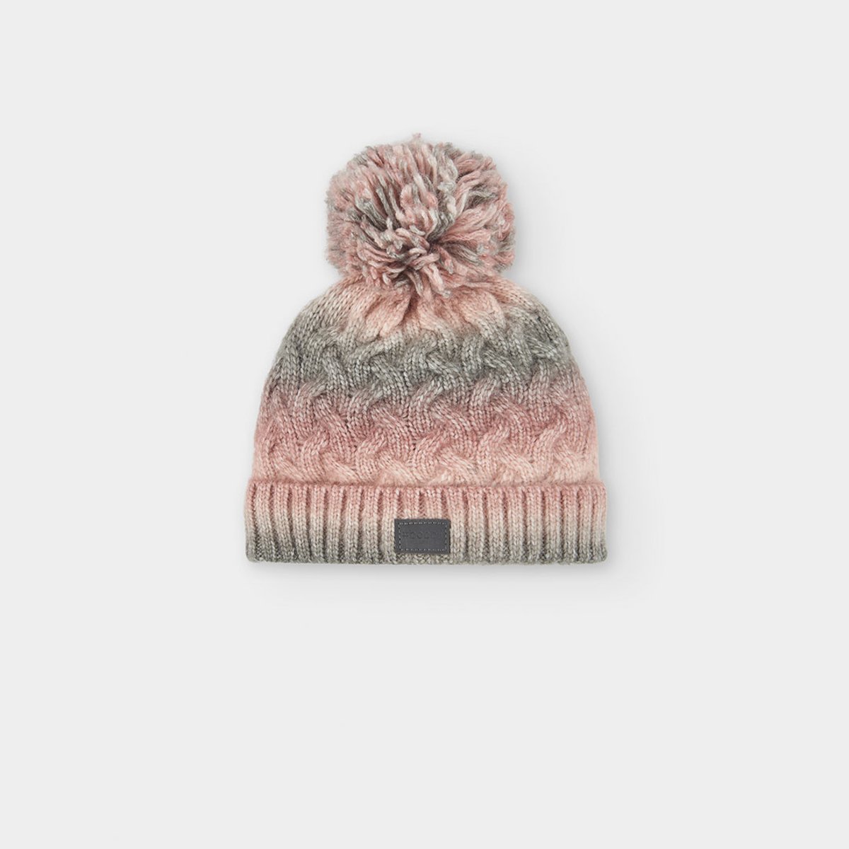 Bonnet bébé tressé avec pompon rose, BOBOLI