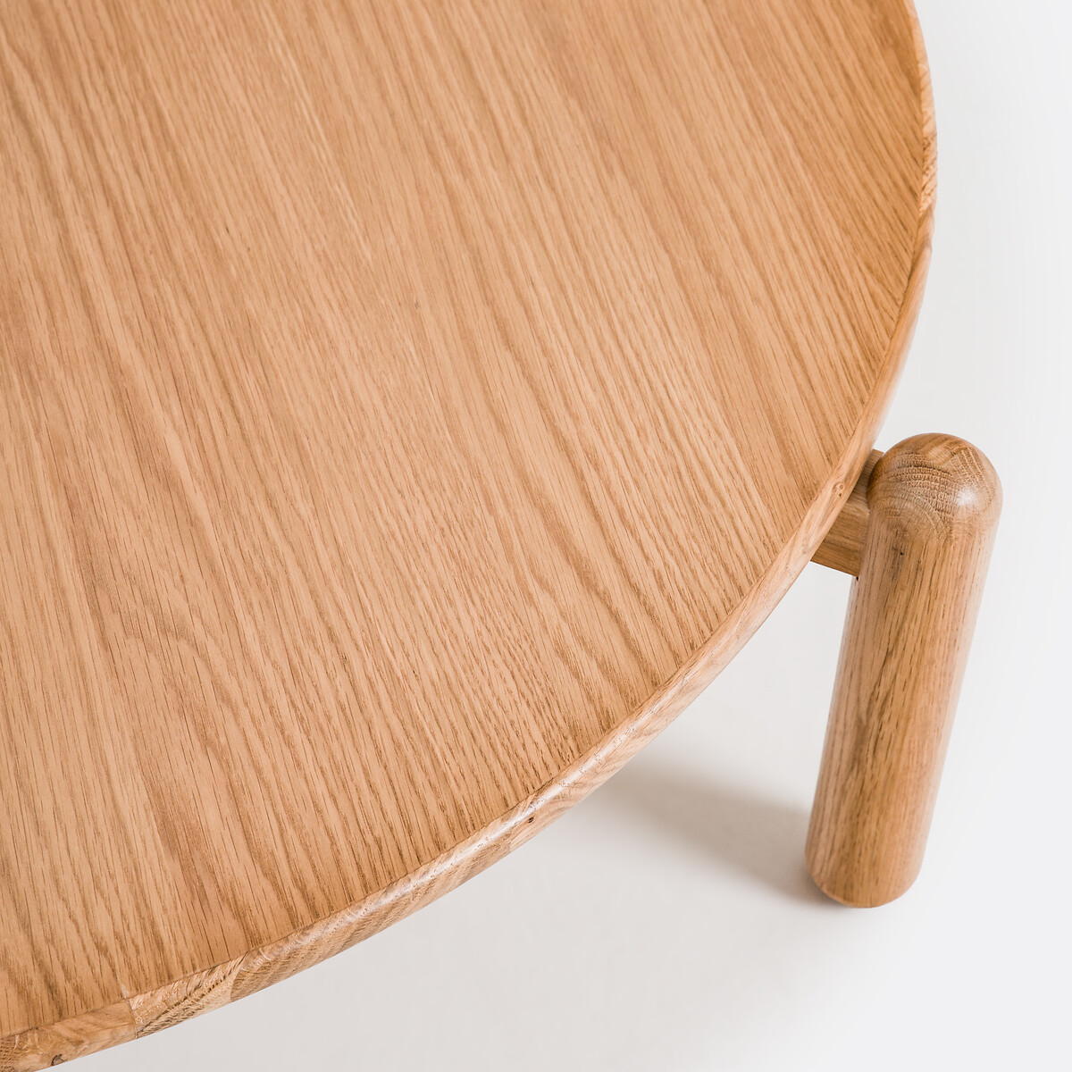 Tavolino rotondo XL, rovere massiccio e impiallacciato in rovere, diametro 94 cm, COLOQUO color quercia, LA REDOUTE INTERIEURS